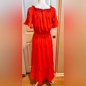 NEW PATRIZIA LUCA orange maxi dress. Can also wear off the shoulder.